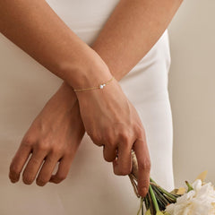 Turandoss Gold Plated Pearl Bracelets for Women Jewelry Gifts - 14K Gold Plated Freshwater Cultured Pearls Bracelet Dainty Pearl Cz Women's Bracelet Wedding Bridesmaid Jewelry Gifts