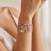 Turandoss 5Pcs Colorful Beaded Bracelets for Girls Women - Cute Bohemian Beaded Bracelets Stretch Stackable Summer Heart Initial T Bracelet Jewelry Birthday Gifts for Daughter Granddaughter Niece
