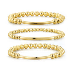 Turandoss 14K Gold Plated Beaded Bracelets for Women Dainty Tiny Ball Stretch Bridesmaid Trendy Stuff Jewelry Teacher Appreciation Mothers Day Graduation Gifts for Her Mom Kids Teen Girls Wife Ideas