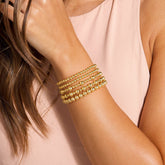 Turandoss 5PCS 14K Gold Plated Beaded Bracelets for Women Girls Stackable Stretch Beads Non Tarnish Layered Jewelry Set Birthday Gifts for Her