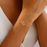 Turandoss Gold Bracelets for Women Dainty 14K Gold Plated Interlocking Circles Bracelet Layered Cubic Zirconia Interlock Circles Delicate Interlock Jewelry Birthday Valentine's Day Gifts for Women