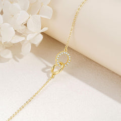 Turandoss Gold Bracelets for Women Dainty 14K Gold Plated Interlocking Circles Bracelet Layered Cubic Zirconia Interlock Circles Delicate Interlock Jewelry Birthday Valentine's Day Gifts for Women
