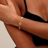 Turandoss Clover Bracelets for Women Dainty 14K Gold Plated CZ Pendant Bracelets White Four Leaf Clover Pendant Bracelet Lucky White Charm bracelets Lucky Jewelry Gifts for Women