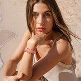 Turandoss Birthday Gifts for Teen Girls Kids 6 7 8 9 10 11 12 13 14 15 16 Year Old Girl Dainty 5PCS Initial Heart 14K Gold Plated Colorful Letter A Charm Bracelets Jewelry Gift