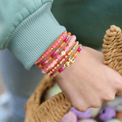 Turandoss Birthday Gifts for Teen Girls Kids 6 7 8 9 10 11 12 13 14 15 16 Year Old Girl Dainty 5PCS Initial Heart 14K Gold Plated Colorful Letter A Charm Bracelets Jewelry Gift
