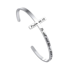Turandoss Silver Cross Bracelets for Women Teen Girls - Dainty Silver Inspirational Bracelet, Christian Gifts for Women Daughter, Bible Verse Jewelry
