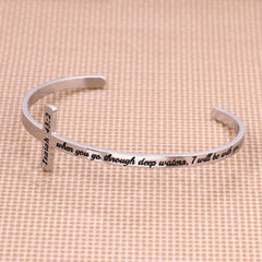 Turandoss Christian Gifts for Women, Religious Cross Bracelets Bible Verse Mantra Jewelry, When You Go Through Deep Waters I Will Be With You