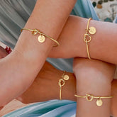 Turandoss 14K Gold Plated Charms Dainty Cuff Bangle Knot Initial Bracelet for Women Girls Letter A-Z Jewelry Personalized Birthday Gift for Women