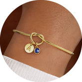 Turandoss 18K Gold Disc Initial Bracelets for Women Girls - Dainty Knot December Tanzanite Birthstone Bracelet, Christmas Jewelry Gifts for Women