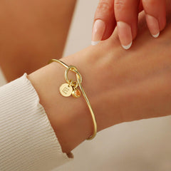 Turandoss Initial Birthstone Bracelets for Women Girls - Trendy Disc Letter T Love Knot Initial Bracelet Blue December Birthstone Pendent Bracelet Bridesmaid Birthday Friendship Gifts for Women Girls