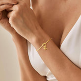 Turandoss 14K Gold Plated Dainty Charm Knot Heart Initial Cuff Bracelet for Women Girls Letter A-Z Jewelry Personalized Birthday Wedding Bridesmaid Proposal Maid Of Honor Bridal Shower Gift for Women