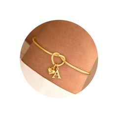 Turandoss 18K Gold Initial Bracelets for Women Girls - Dainty Heart Charm Bracelet, Knot Bridesmaid Bracelet, Proposal Flower Girl Gifts for Wedding
