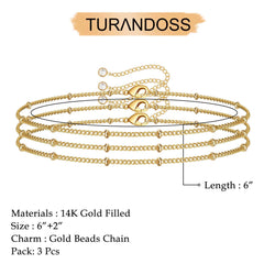 Beads Chain-Gold Dainty Gold Bracelets for Women