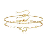 Beads Chain&Elephant Dainty Gold Bracelets for Women