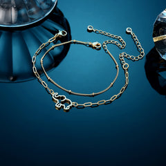 Beads Chain&Elephant Dainty Gold Bracelets for Women