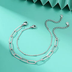 Beads Chain&Oval chain Dainty Gold Bracelets for Women
