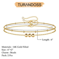 Beads&Chain Dainty Gold Bracelets for Women