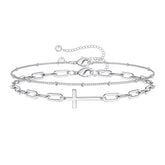 Beads Chain&Cross Dainty Gold Bracelets for Women