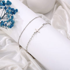 Beads Chain&Cross Dainty Gold Bracelets for Women