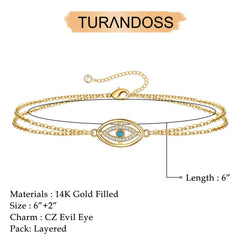 CZ Evil Eye Dainty Gold Bracelets for Women