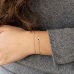 CZ Evil Eye&Beads Chain Dainty Gold Bracelets for Women