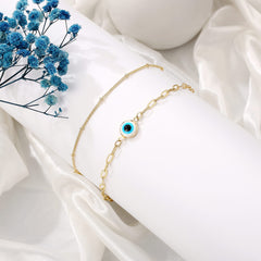 Chain&Evil Eye Dainty Gold Bracelets for Women