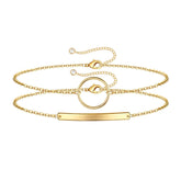 Circle&Bar Dainty Gold Bracelets for Women