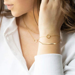 Circle&Bar Dainty Gold Bracelets for Women