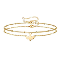 Dove&Beads Chain Dainty Gold Bracelets for Women
