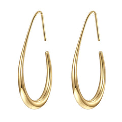 Turandoss 18K Gold Plated Teardrop Chunky Hoop Boho Earrings for Women Sensitive Ears Large Oval Pull Through Non Tarnish Lightweight Fashion Accessories Jewelry Birthday Gifts for Her Mom Wife Ideas