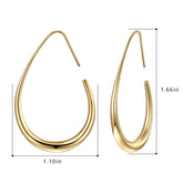 Turandoss Lightweight Teardrop Hoop Earrings for Women 14k Gold Plated Large Oval Pull Through Hoop Hypoallergenic Earrings High Polished Statement Jewelry Gift for Women Teen Girls