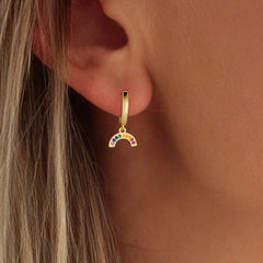 Turandoss 18K Gold Huggie Hoop Earrings for Girls Women - Dainty Diamond Cartilage Dangle Drop Earring Hypoallergenic, Birthday Christmas Gifts