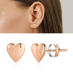 Turandoss Heart Initial Stud Earrings for Girls Dainty 14K Gold Plated Letter A-Z Hypoallergenic Jewelry Birthday Gifts for Women Teens Little Girls