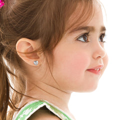 Turandoss 14K White Gold Plated Initial Heart Stud Earrings for Teens Little Girls Hypoallergenic Daughter Kids Jewelry Birthday Gifts for Women