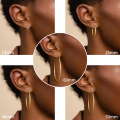 Turandoss Thick Gold Plated Chunky Small Hollow Tube Hoops Earrings for Women Nickel Free Hypoallergenic Lightweight Jewelry Birthday Gift for Women 13/15/20/25/30/40Mm