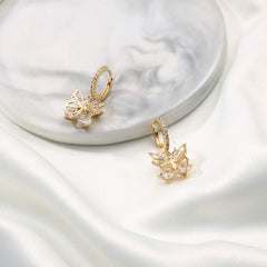 Turandoss Butterfly Huggie Hoop Earring, 14K Gold Plated 925 Sterling Silver, Hypoallergenic, Hoop Earring With Cz Butterfly Charm for Women And Girls