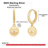 Turandoss S925 Sterling Silver Post Huggie Hoop Earrings, 14K Gold Plated Dangle Small Hoop Cuff Earring Hypoallergenic Dainty Cubic Zirconia Snake Ball Spike Evil Eye Moon Star Huggie Hoop Jewelry
