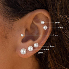 Turandoss 6 Pairs Pearl Stud Earrings Set for Women 925 Sterling Silver Post Hypoallergenic Tiny Flatback Piercings Jewelry Set for for Women Teen Girls