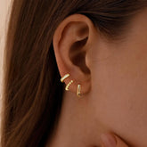 Turandoss Small 14K Gold Plated Hoop Earrings for Women Trendy - 14K Gold Plated Beaded Hoops Hypoallergenic Huggie Cubic Zirconia Dainty Earrings, Jewelry Set for Multiple Piercing