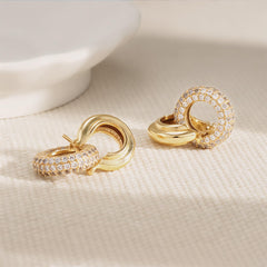 Turandoss Huggie Hoop Earrings for Women Girls, Dainty 14K Gold Plated Twisted Rope Hypoallergenic Cubic Zirconia Paperclip Link Drop Dangle Hoop Earring for Women Trendy Jewelry Gifts