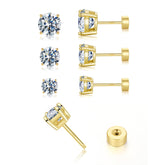 Turandoss 3Pairs Moissanite Cartilage Stud Earrings for Women Men, 925 Sterling Silver Post Flat Back Hypoallergenic Earring Set, Christmas Gifts