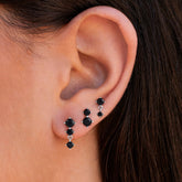 Turandoss 3 Pairs Black Stud Earrings Set for Women 14K White Gold Plated Hypoallergenic Round Cz Stud Multiple Piercings Jewelry Gifts for Women Girls Trendy