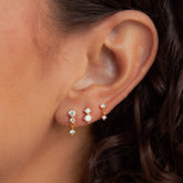 TURANDOSS 3Pairs Gold Silver Stud Earrings for Women - Hypoallergenic Cubic Zircon Cartilage Dangle Earring for Multiple Piercing, Christmas Gifts