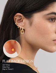 Turandoss 14 Pairs Hypoallergenic Flat Back Earrings for Women 14K Gold Plated Stud & Hoop Earrings Dainty Cartilage Earring Stack Set for Multiple Piercing Jewelry for Women Girls