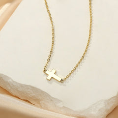 Gold Sideway Cross Choker Necklace for Women