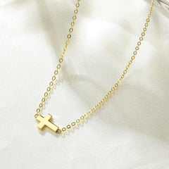 Gold Sideway Cross Choker Necklace for Women