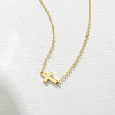 Gold Sideway Cross Choker Necklace for Women