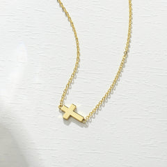 Gold Sideway Cross Choker Necklace for Women