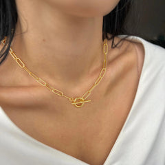 Turandoss Necklaces for Women - 14K Gold Plated Moon Paperclip Chain Necklaces for Women Jewelry Gifts, Gold