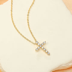 Gold Diamond Cross Pendant Necklace for Women